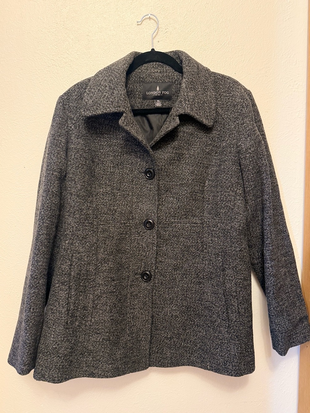 London Fog Women's Charcoal Gray Short Peacoat